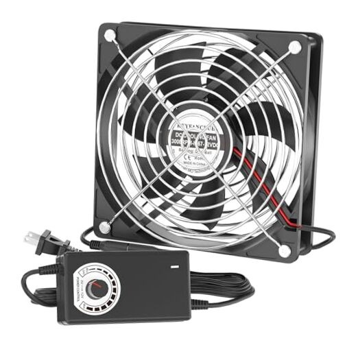 IP67 Waterproof Small 12V Variable Speed Computer Fan with AC Plug, 110V 120V
