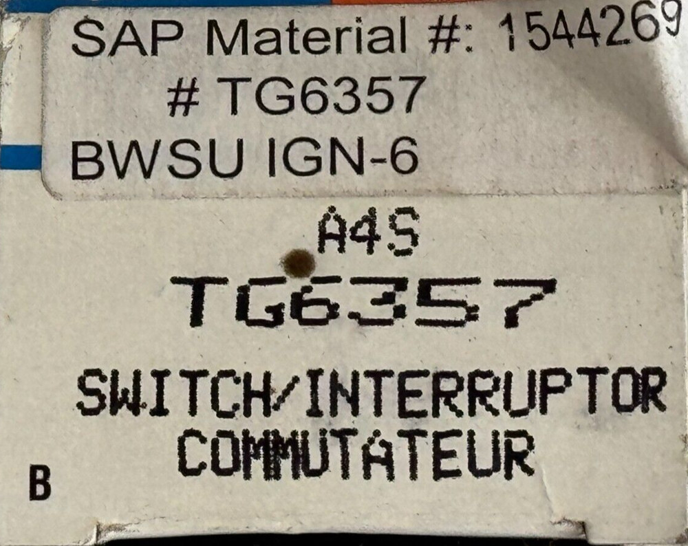 NEW IN BOX Napa TG6357 Toggle Switch