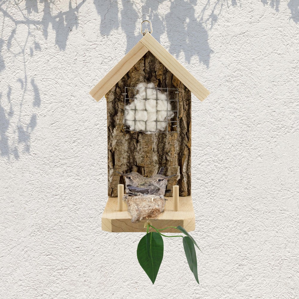 Backyard Hummingbird Nester; Rustic Handmade Hummingbird Nest Builder