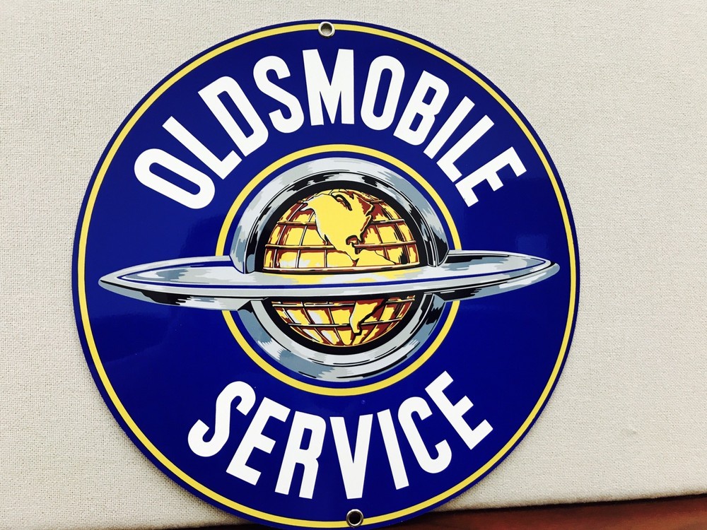 Oldsmobile service metal sign beautiful round