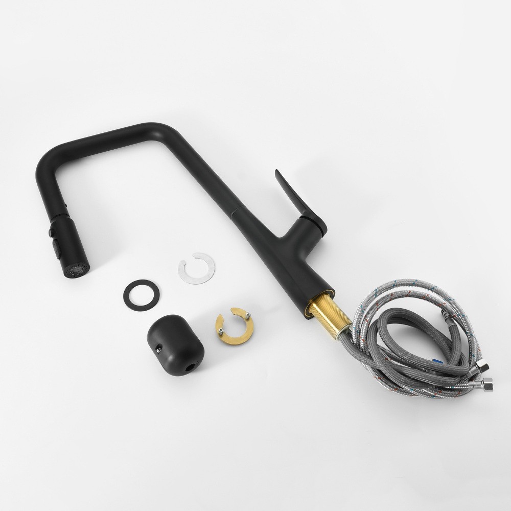 Professional 3 Function Kitchen Faucet Matte Black 360° Sprayer