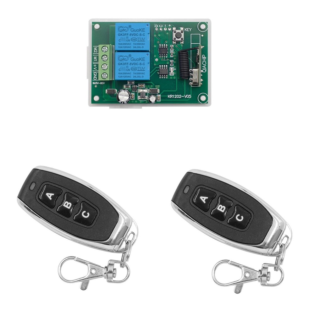 DC 5V-60V Motor RF Remote Control, KR1202, Forward, Reverse, 433Mhz, Relay