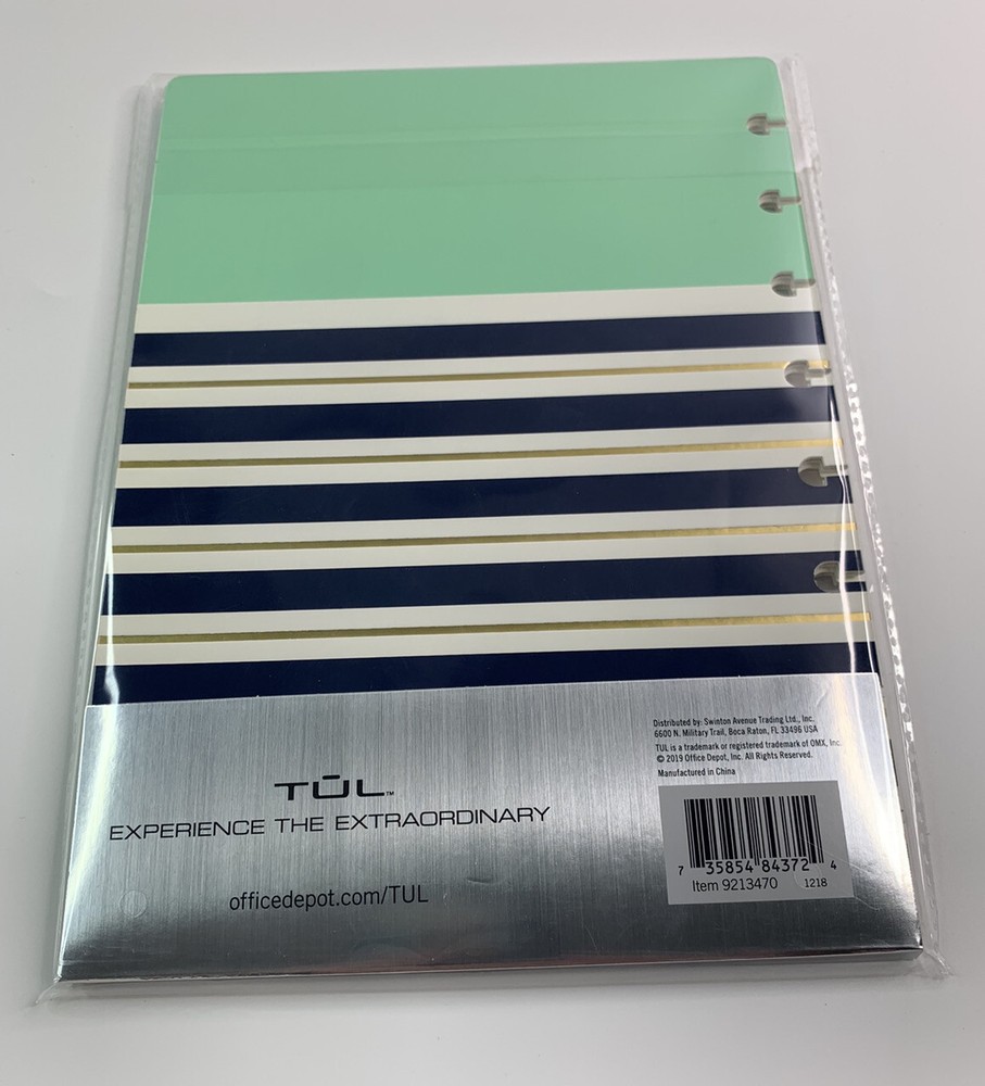 TUL 5.5x8.5 Mint Stripe Custom Note-Taking System Discbound Notebook Soft Covers