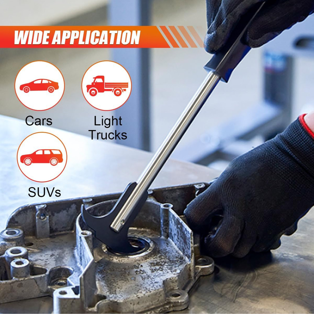 Oil Seal Puller Tool Dual Hook Tips Disassembly Wrench Tool Black