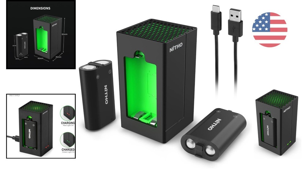 Ultimate Xbox Gaming Charger: 2-Pack Battery with Type-C Cable & Indicator Light