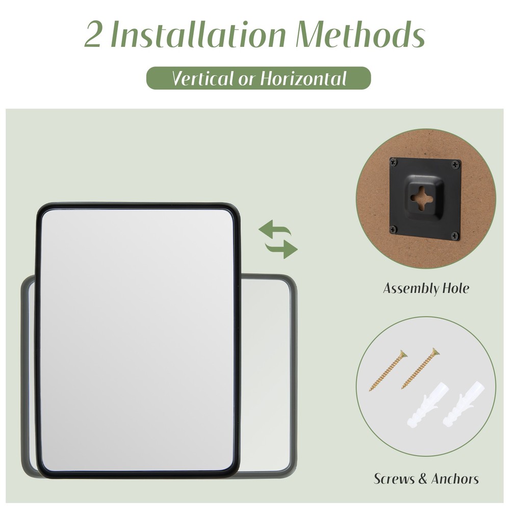 30"X22" Wall Mount Bathroom Mirror Rectangular Vanity Mirror Vertical Horizontal
