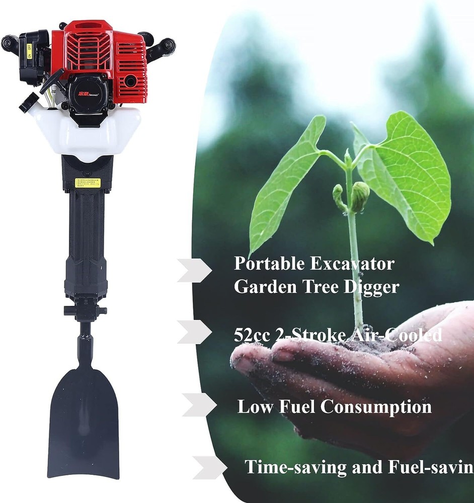 Handheld Trencher Digger Machine 52CC 2Stroke Garden Tree Digger Digging Machine