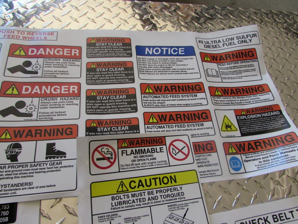 MORBARK WOOD CHIPPER SAFETY DECAL KIT FOR MULTIPLE CHIPPER MODELS