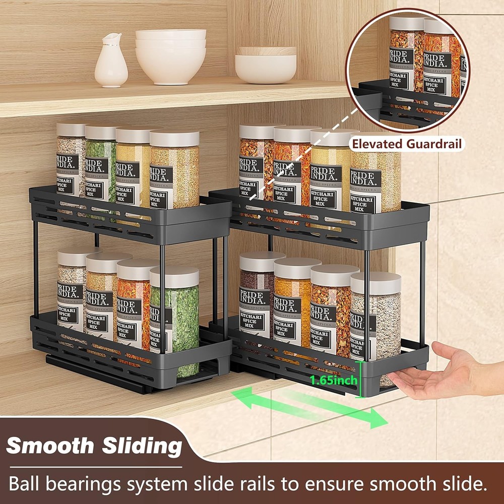 2 Pack Pull Out Spice Rack Organizer Cabinet Slide Out Organizer