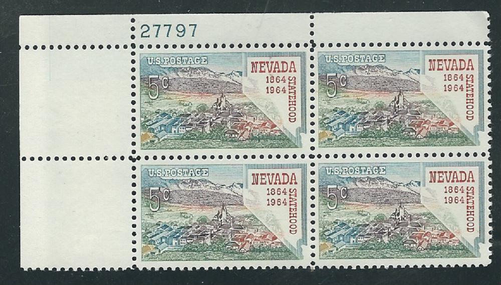 Scott #1248...5 Cent...Nevada ...5 Plate Blocks