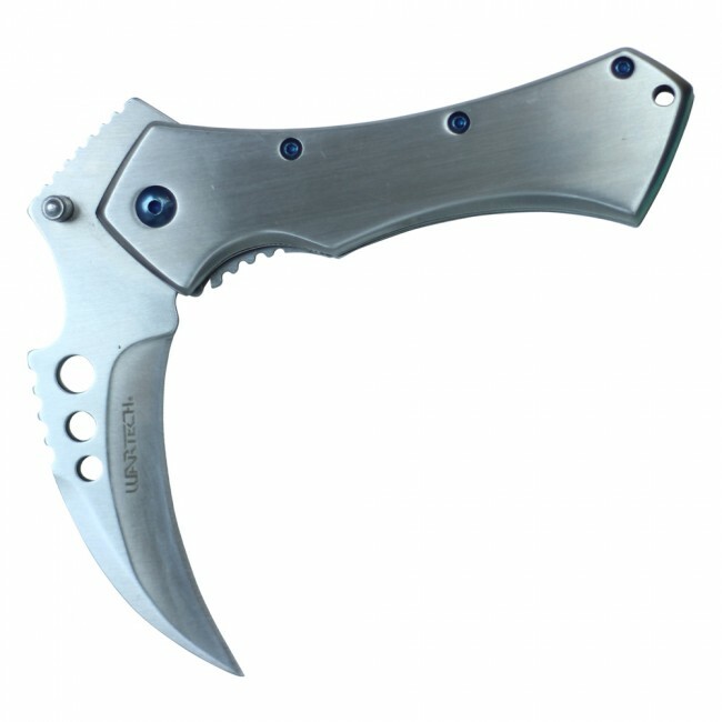 Spring Assisted Folding Pocket Knife | Silver Hawkbill Claw Folder EDC PWT283SL