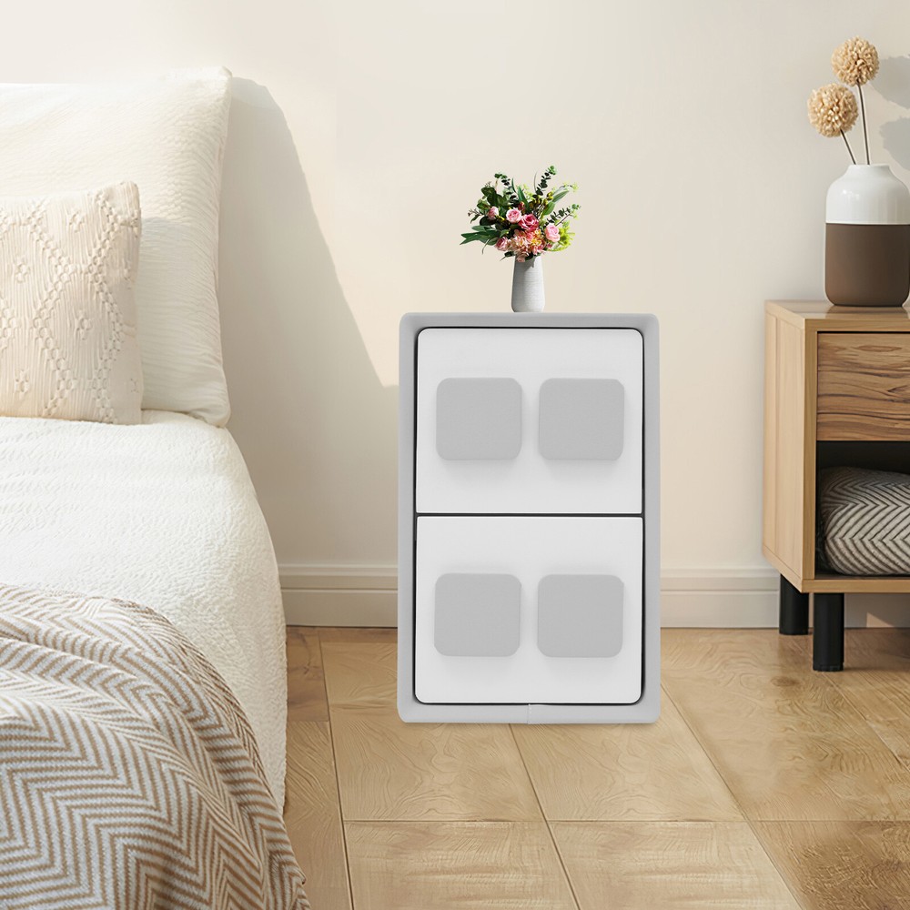 Bedside Table, Minimalist End Table With 2 Drawers, Bedside Table for Bedrooms