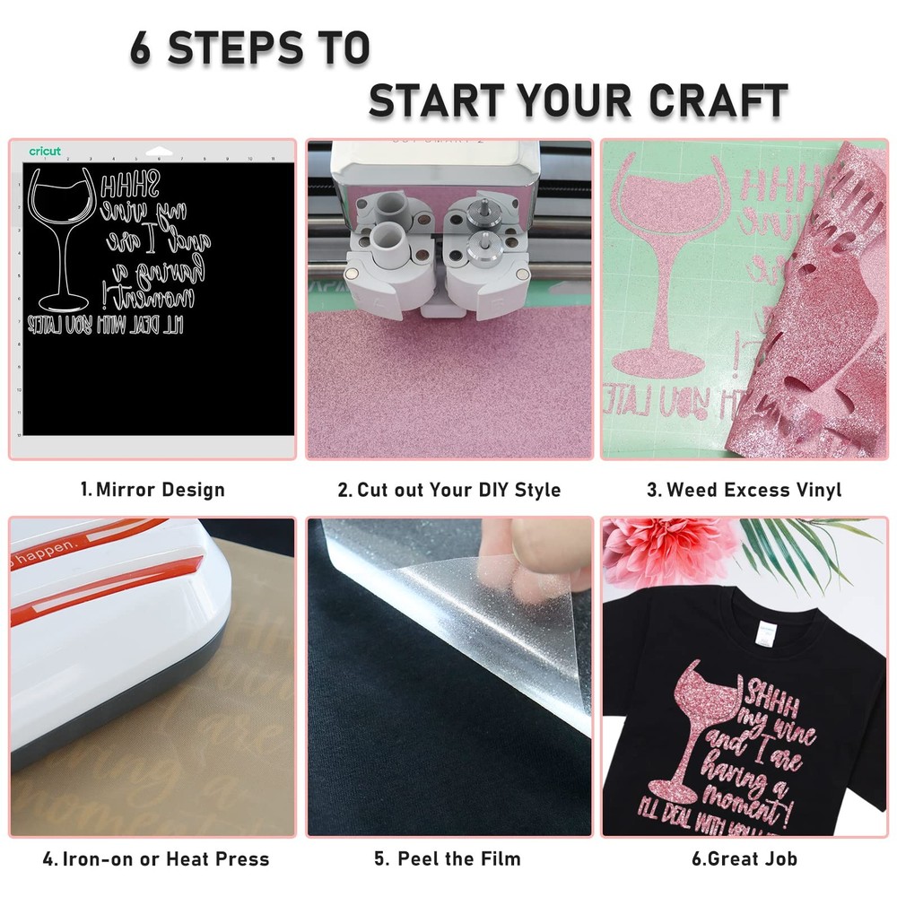 Glitter HTV 20FT Roll Pink