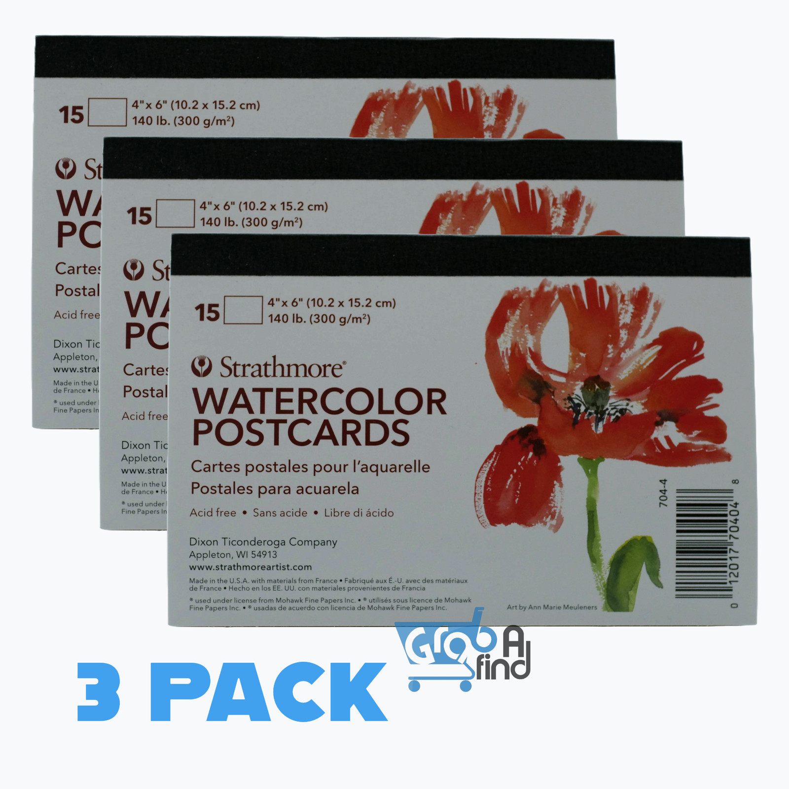 Strathmore Watercolor Postcard Pad, 4x6 inches, 3 Pack