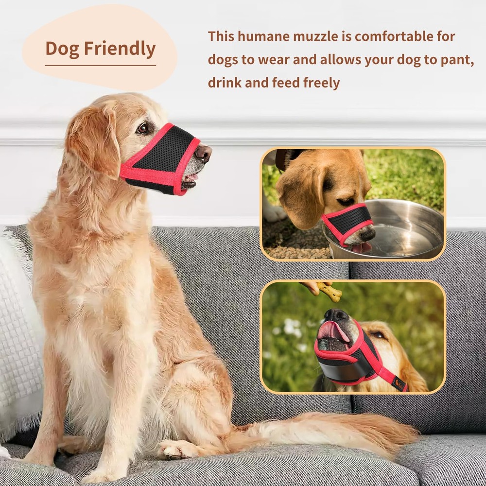 Dog Muzzle Nylon Soft Muzzle Anti-Biting Barking SecureMesh Breathable Pets M...