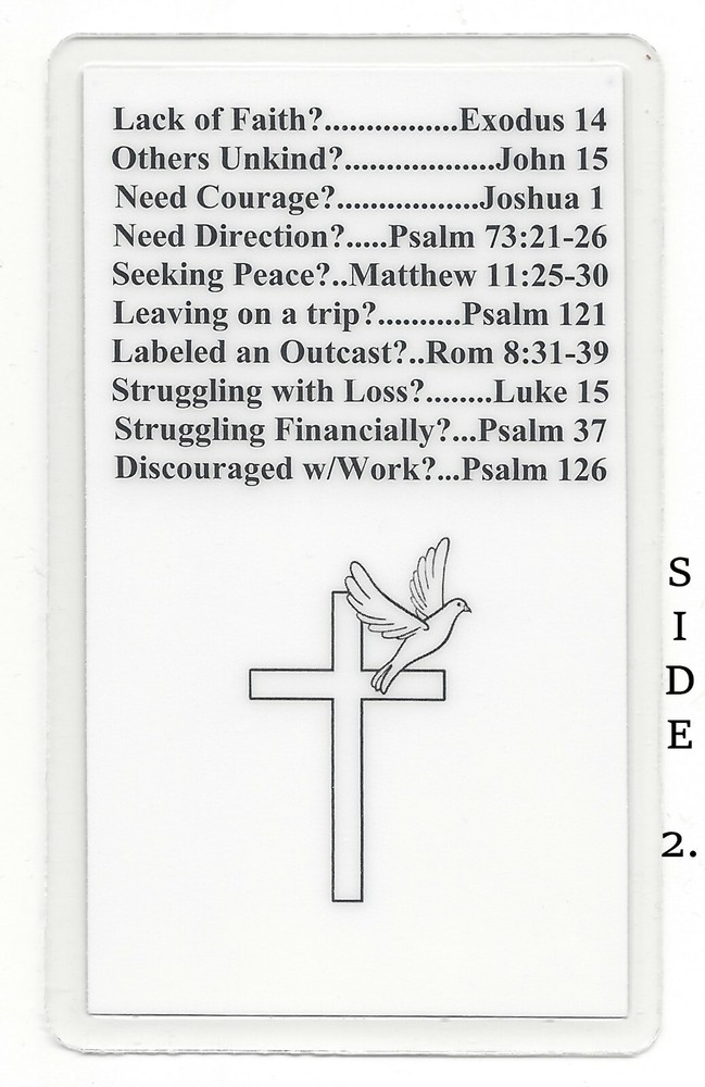 BIBLE Pocket Reference Card, Laminated. Emergency Numbers. Verses to HELP!