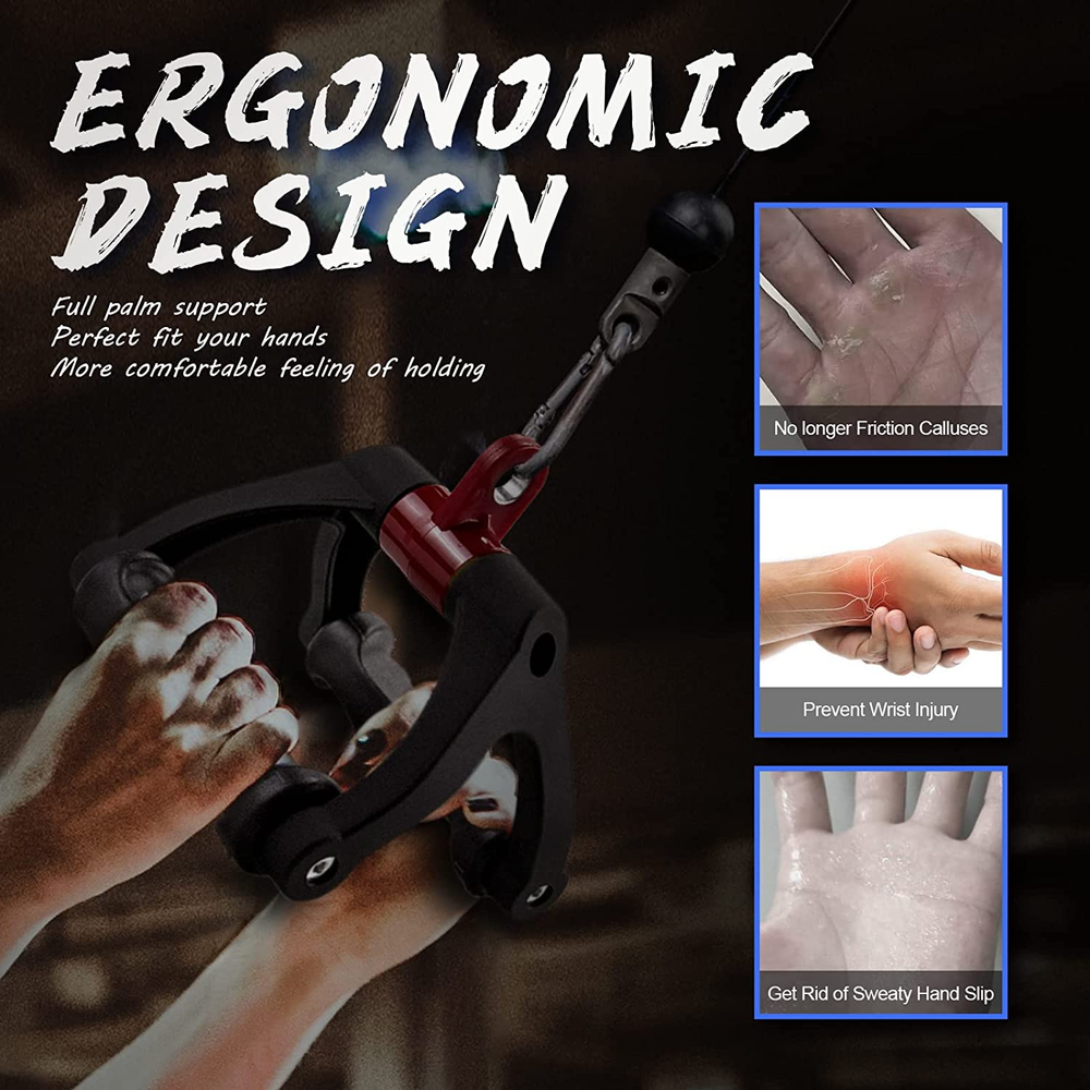 Double D Handle for Cable Machine - Ergonomic Row Handle - Triangle V Bar Grip