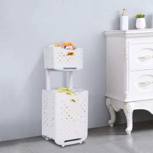 Foldable Multi-tier Laundry Hamper Collapsible Dirty Clothes Laundry Basket