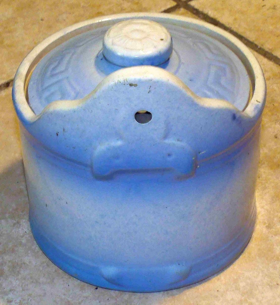 Large Antique Ceramic Salt Cellar Container with Lid