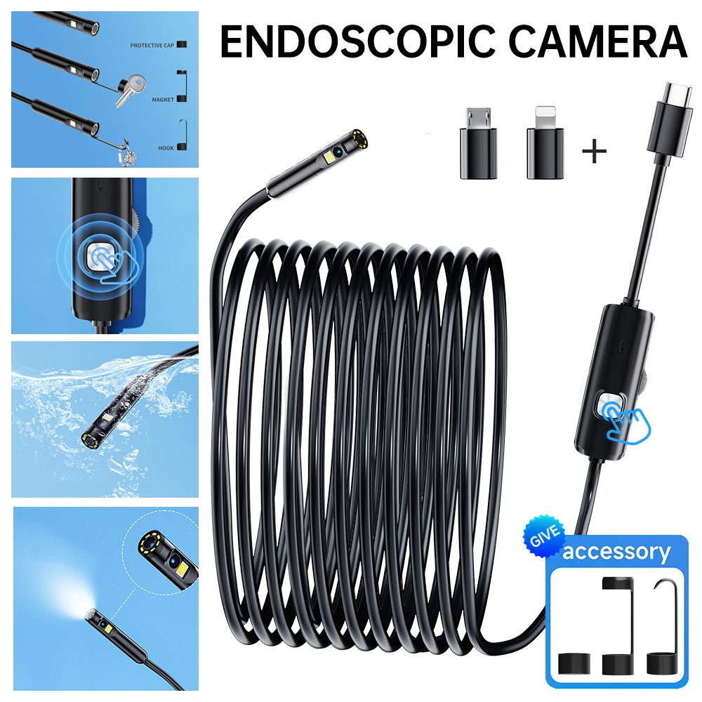 Dual Lens Endoscope Camera Sewer Industrial Pipe Borescope For Android iPhone 16