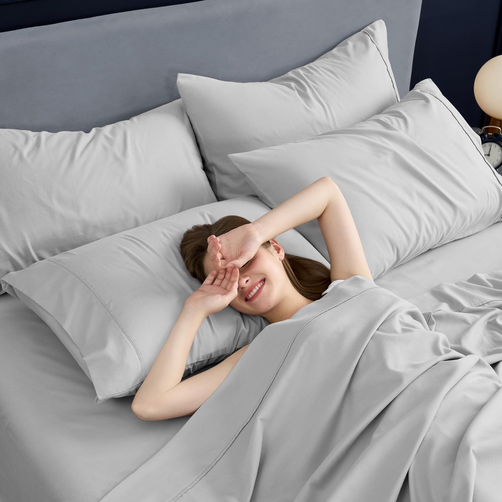 Full Sheets Set 6 Piece Cooling Bed Sheets with 4 Envelope Pillowcases Soft M...