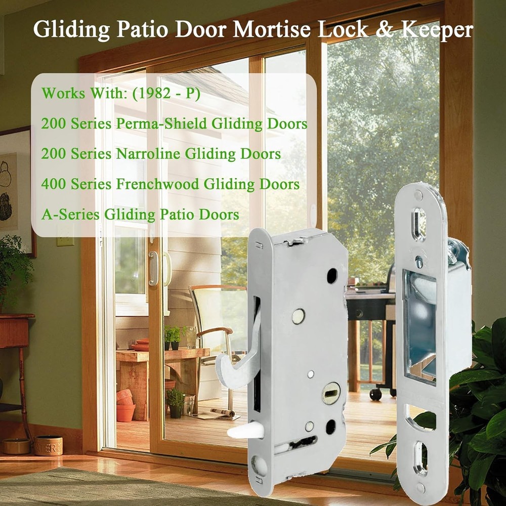 Gliding Patio Door Mortise Lock Kit for Andersen 2-Panel Doors Replacement