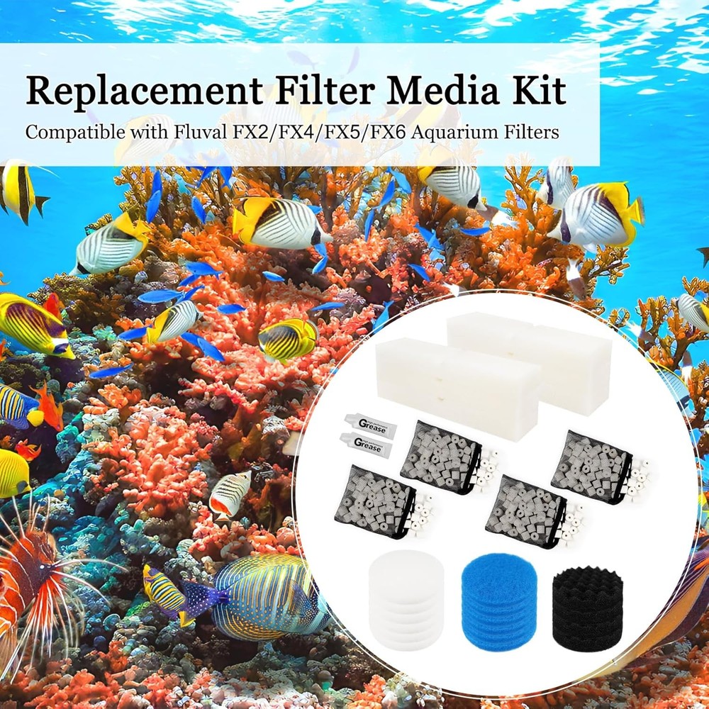 28 PCS Replacement Filter Media Kit Compatible with Fluval FX2/FX4/FX5/FX6 Aquar