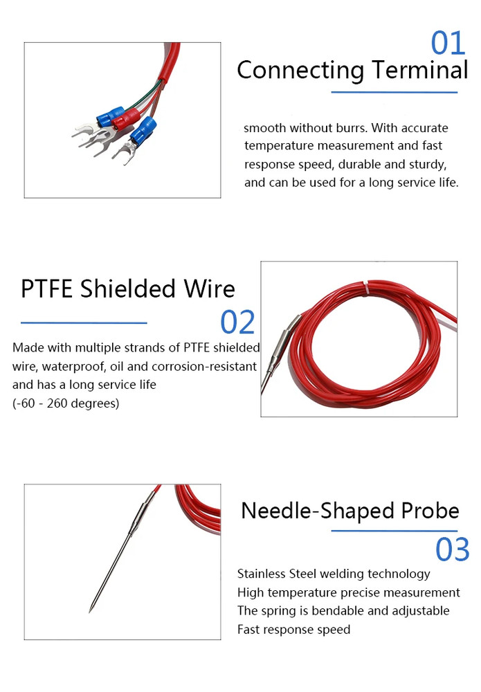Thermocouple Test Wire Needle Insertion Type Probe Food Grade Temperature Sensor