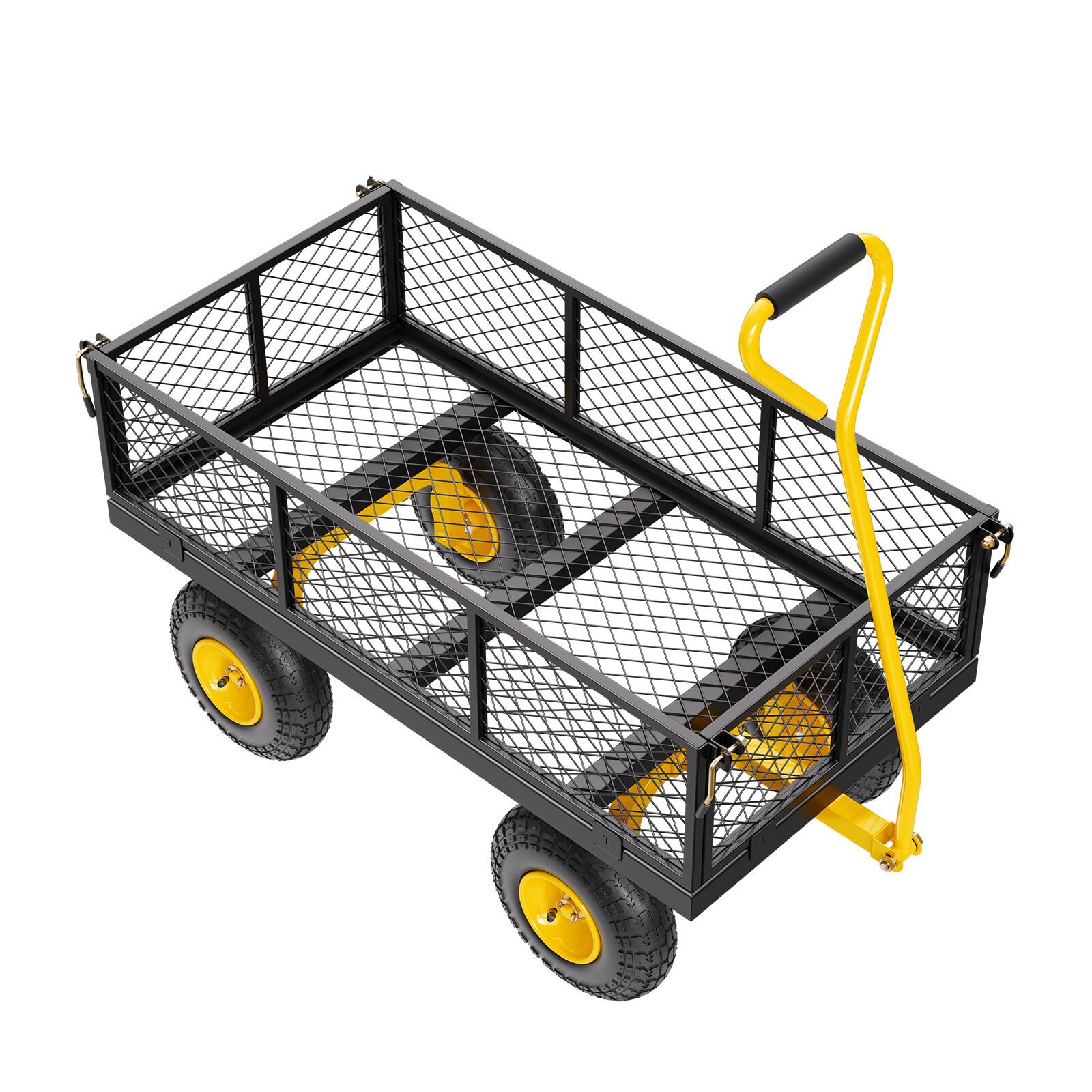 Steel Garden Cart 900lb Capacity Heavy Duty Yard Wagon Utility Cart 10in Tires