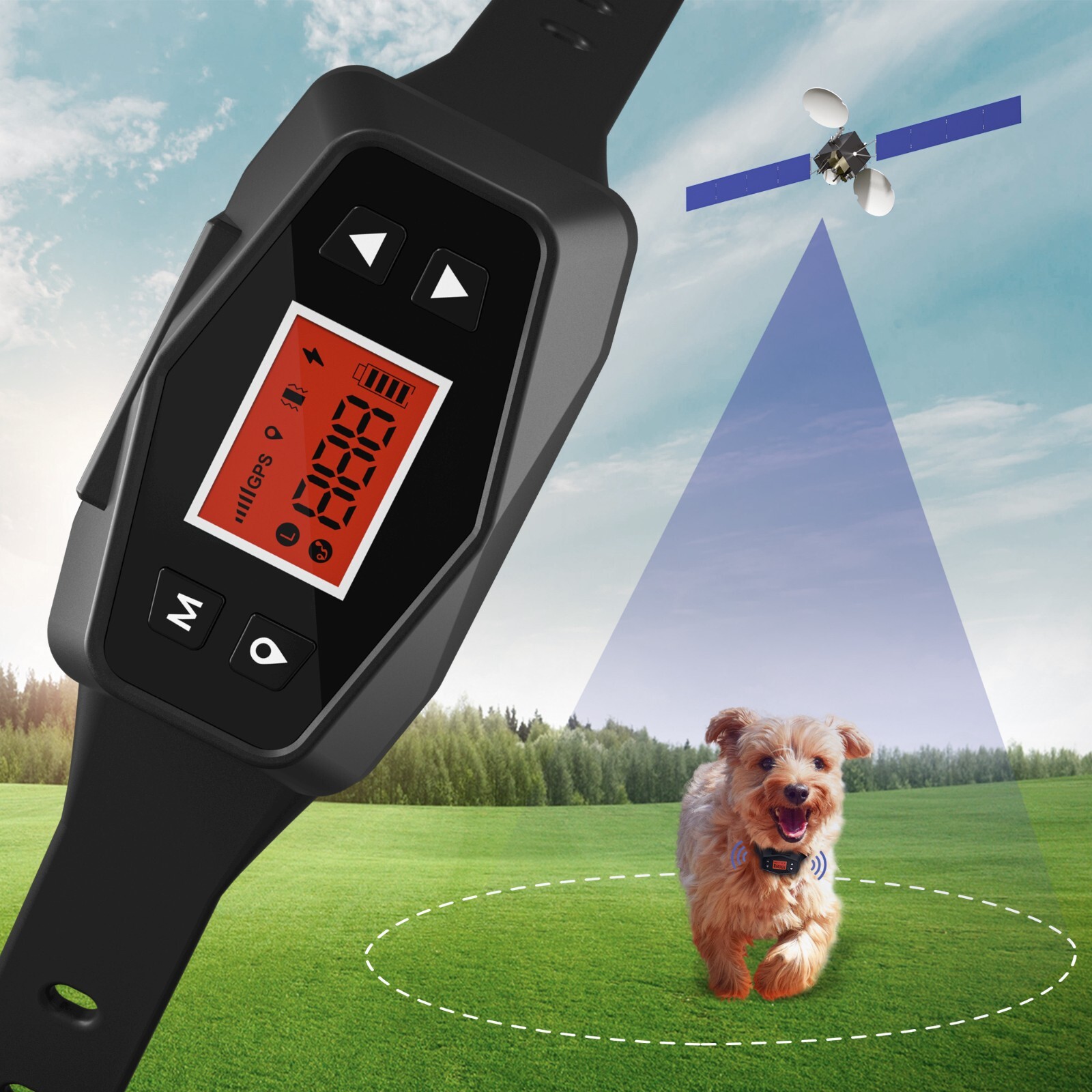GPS Wireless Fence System Medium Large Dog Containment Waterproof Rechargeable
