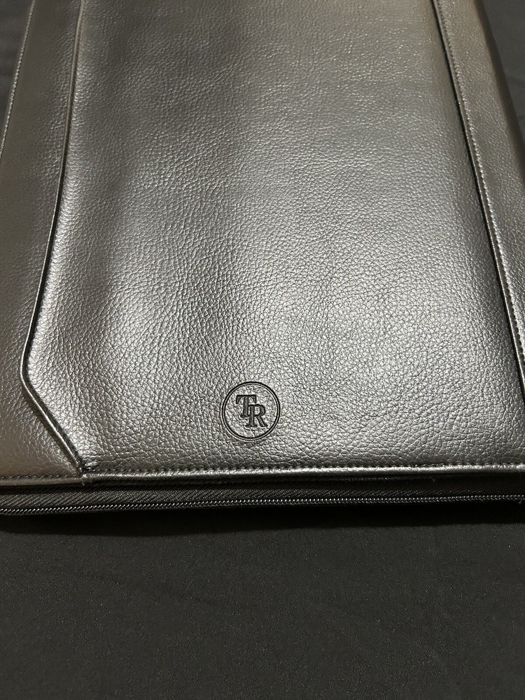 Faux Leather Note Pad Padfolio 13” Black Multiple Compartments High Quality TR