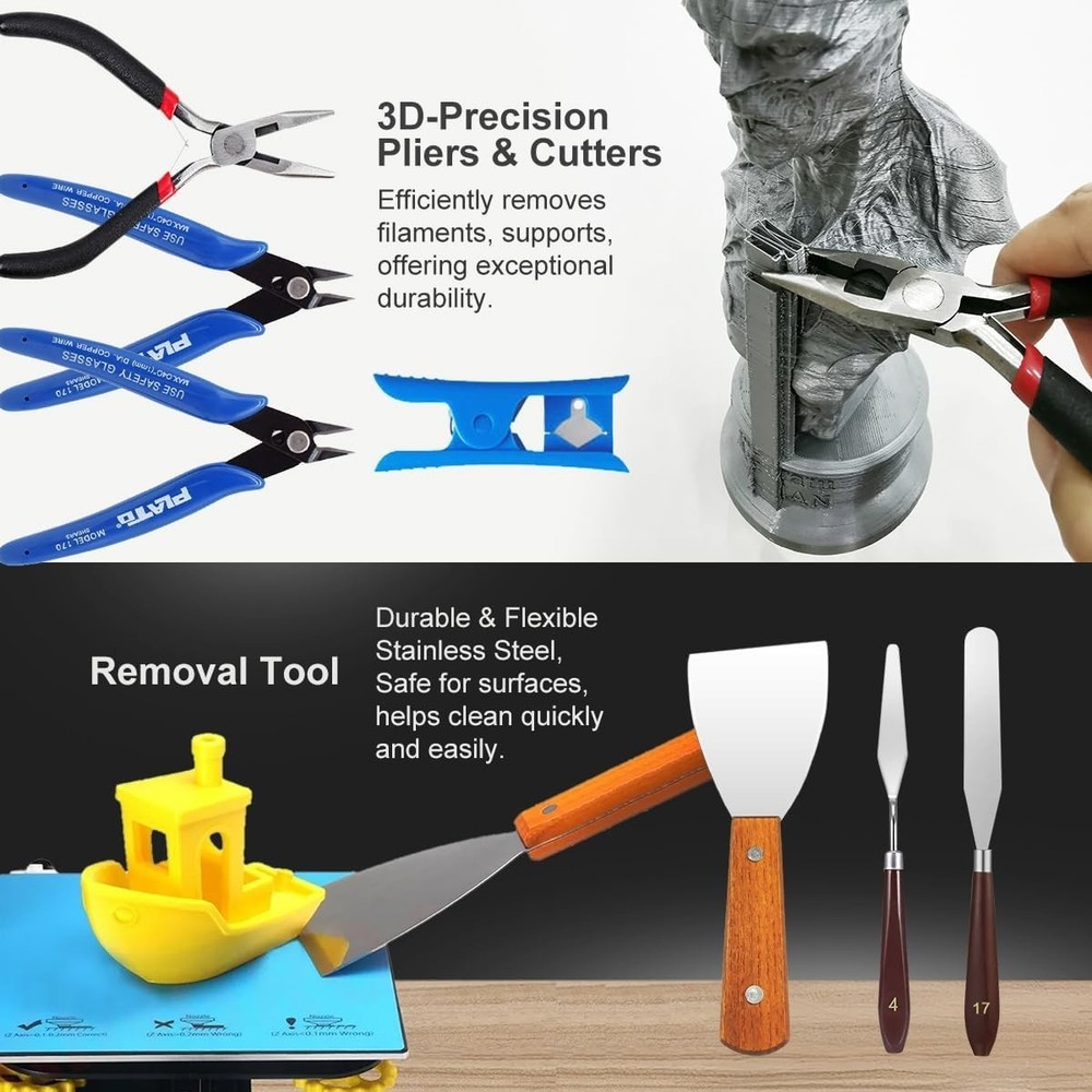 3D Printer Tool Kit with Case Deburring Nozzle Cleaning Cutter Wrench Set