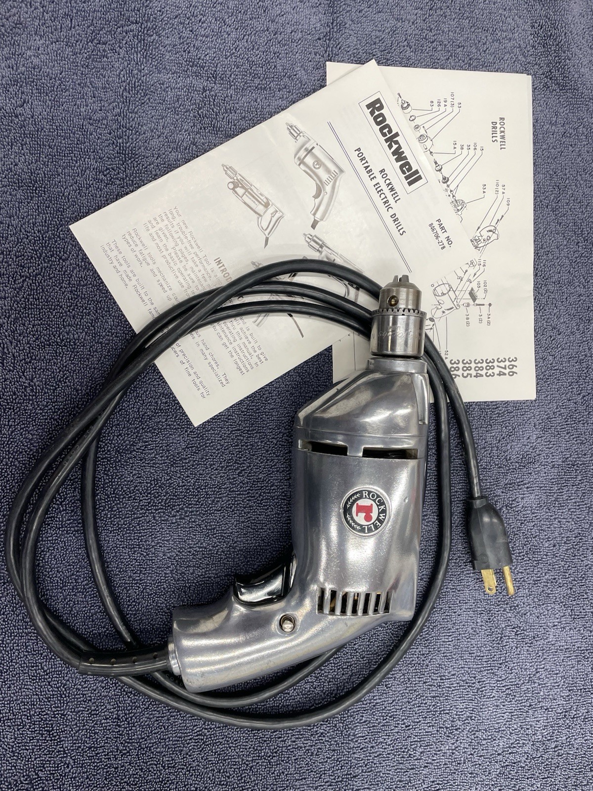 Vintage Rockwell Drill Model 366 3/8 Heavy Duty Drill