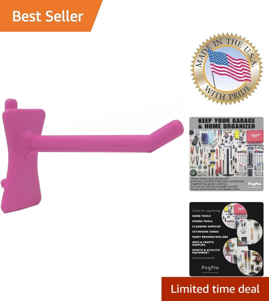 PegPro 2" Durable Plastic Hooks Kit - 24 Count in Pink for Pegboard Organization