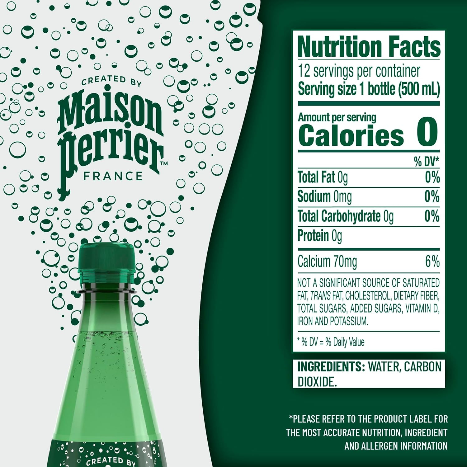 Maison Perrier Ultimate Sparkling Water, 16.9 Fl Oz Plastic Water Bottles, 12 Co