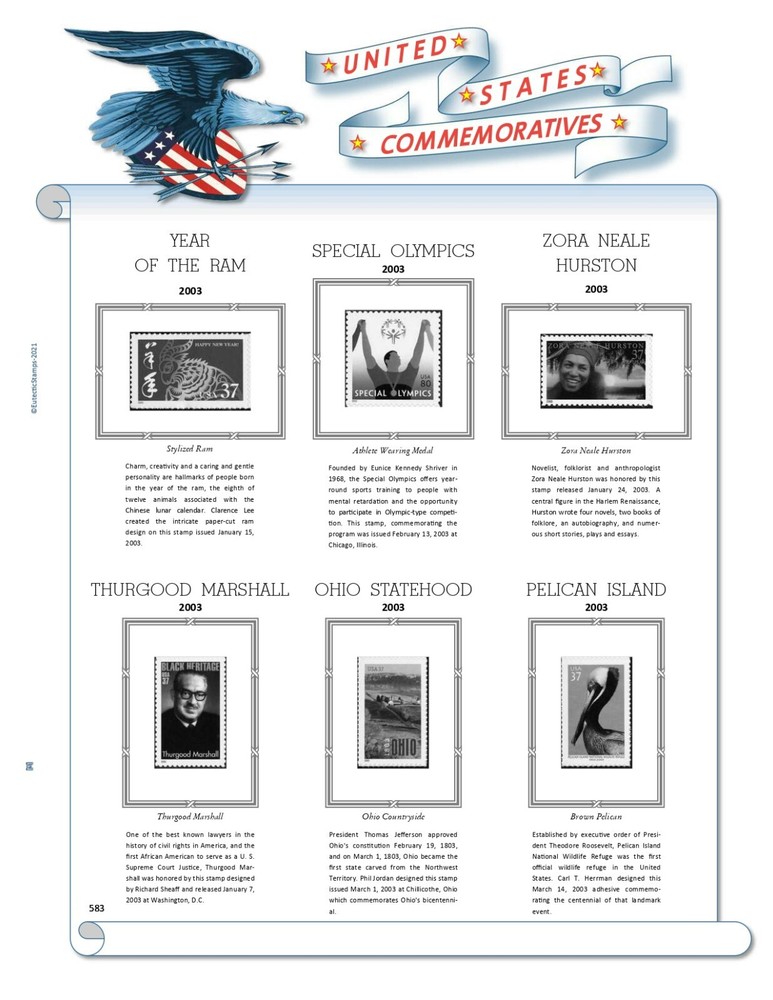 2003 U.S. Commemorative Singles COMPLETE Supplement (White Ace Alternative)