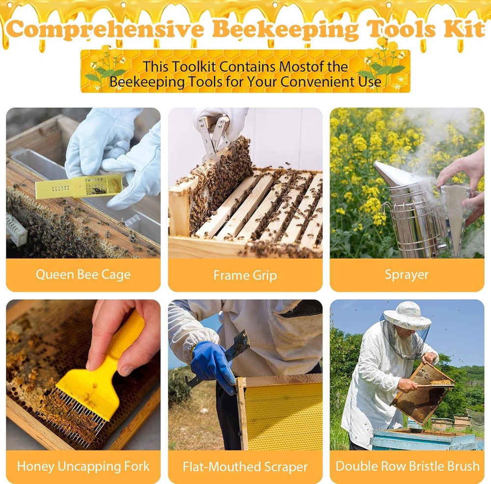 30 Pcs Beekeeping Supplies Tools Bee Suit Bee Keeping Starter Kit Bee Keeper