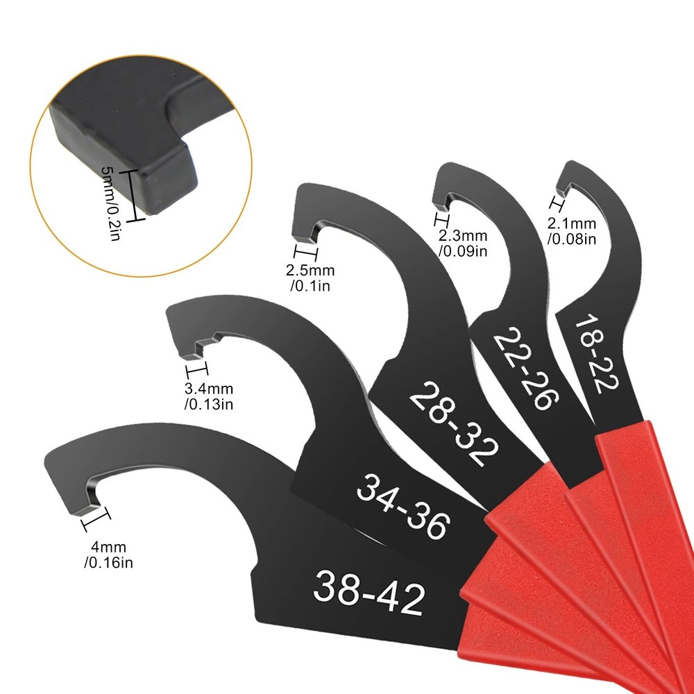 5Pcs Coilover Spanner Wrench Set, C-Shape Shock Spanner Hook Wrench Tools, for S