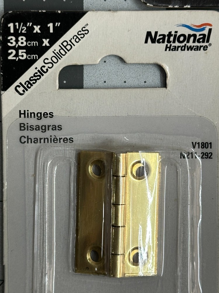 5-pack (10 hinges) National Hardware N211-292 Solid Brass Decorative Narrow mini