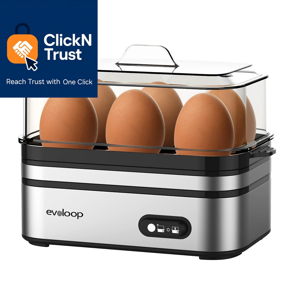 Evoloop Rapid Egg Cooker Electric 6 Eggs Capacity, Soft, Medium, Hard Silver