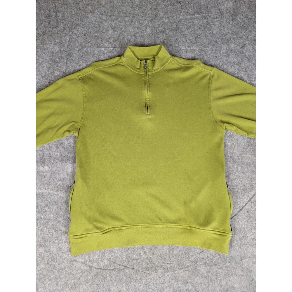 Greg Norman Mens Quarter Zip Pullover Lime Green Golf Sweater Mock Neck Medium