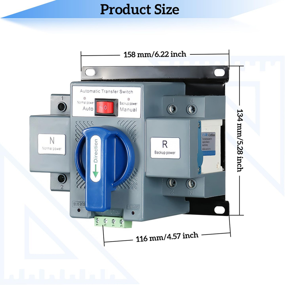 AC110V 63A 2P Automatic Transfer Switch, Solar Mini ATS, Generator Dual Power Ch