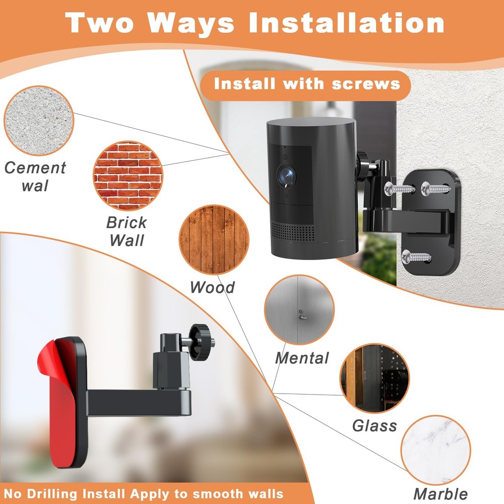 2Pack Camera Wall Mount,Compatible with Outdoor Ring Mount 2P, Black