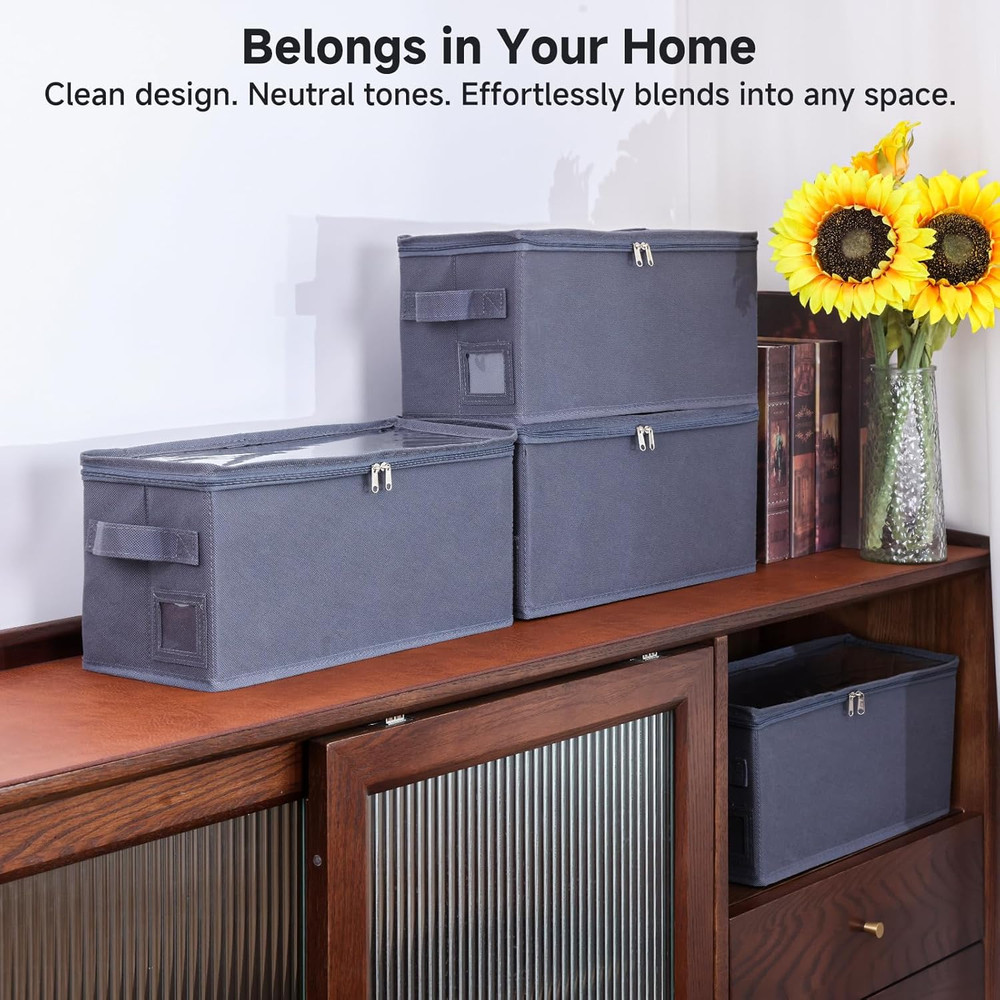 Stackable CD Holder & Storage Case - CD Storage Box Organizer with Lid & Handle