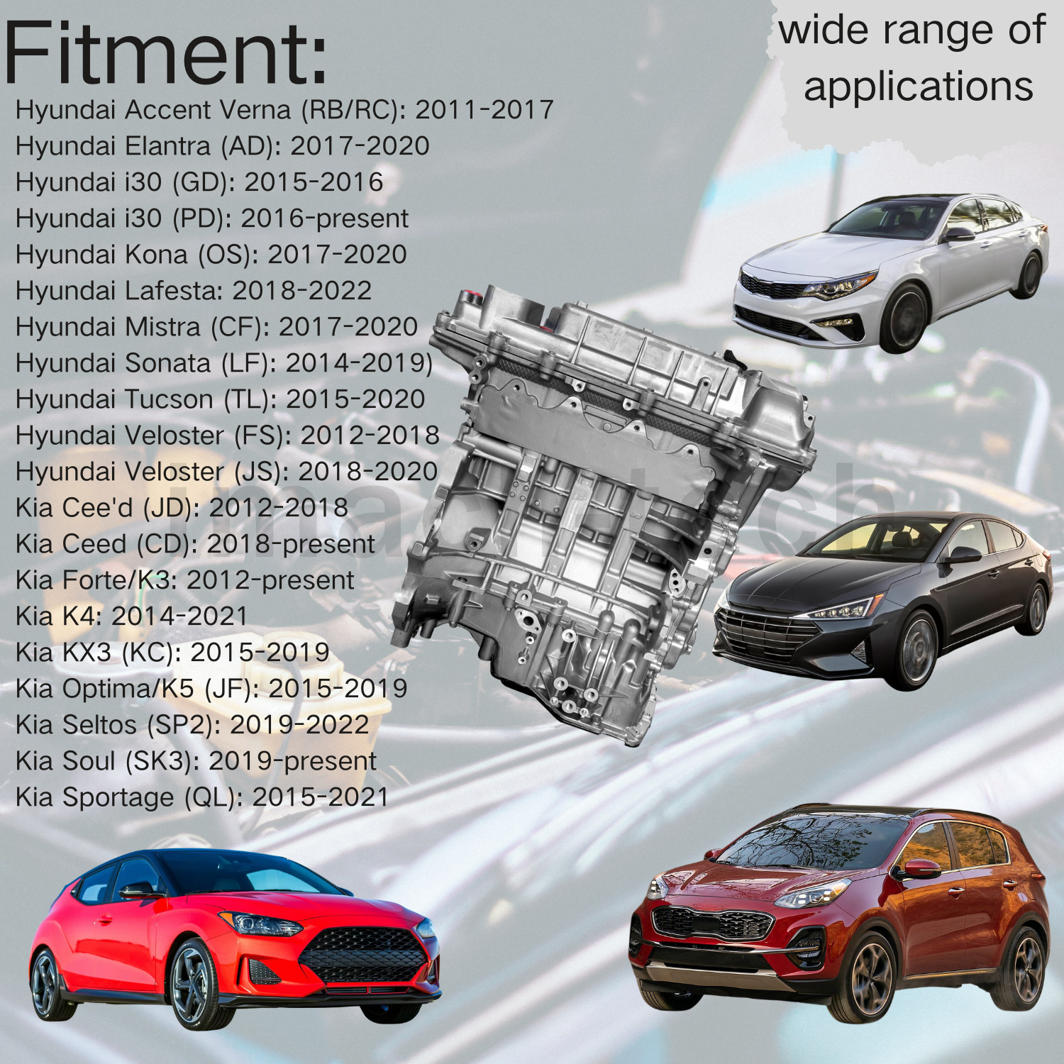 Brand New Engine Motor 1.6L 4 Cyl Turbo G4FJ T-GDI fit 2016-2018 Hyundai Tucson