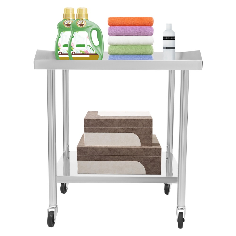 Stainless Steel Work Table with Adjustable Shelves and Easy-Move Wheels