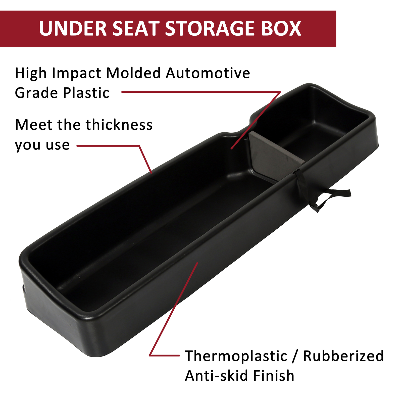 Under Seat Storage Box For 15-24 F150 17-20 F250 F350 18-24 F450 Super Crew Cab