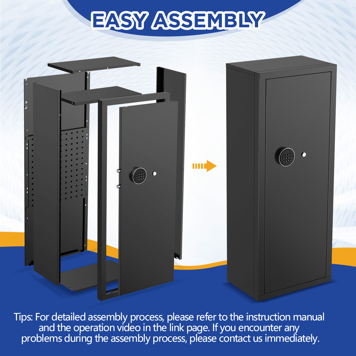 BESAFETY 12-15 Rifle Gun Cabinet for Home Steel Security Gun Safe with Alarm