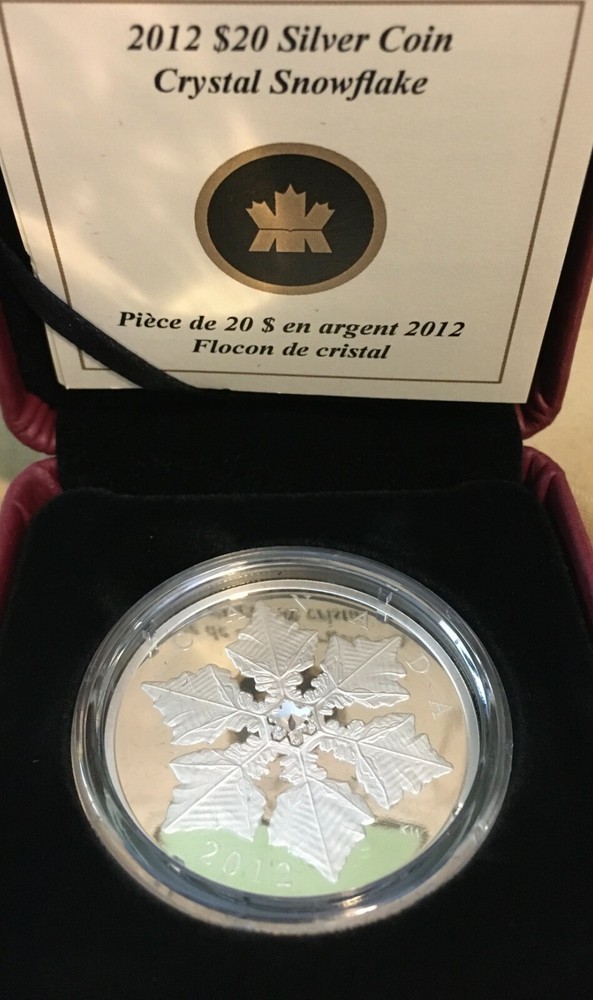 2012 $20 CRYSTAL SNOWFLAKE SILVER COIN