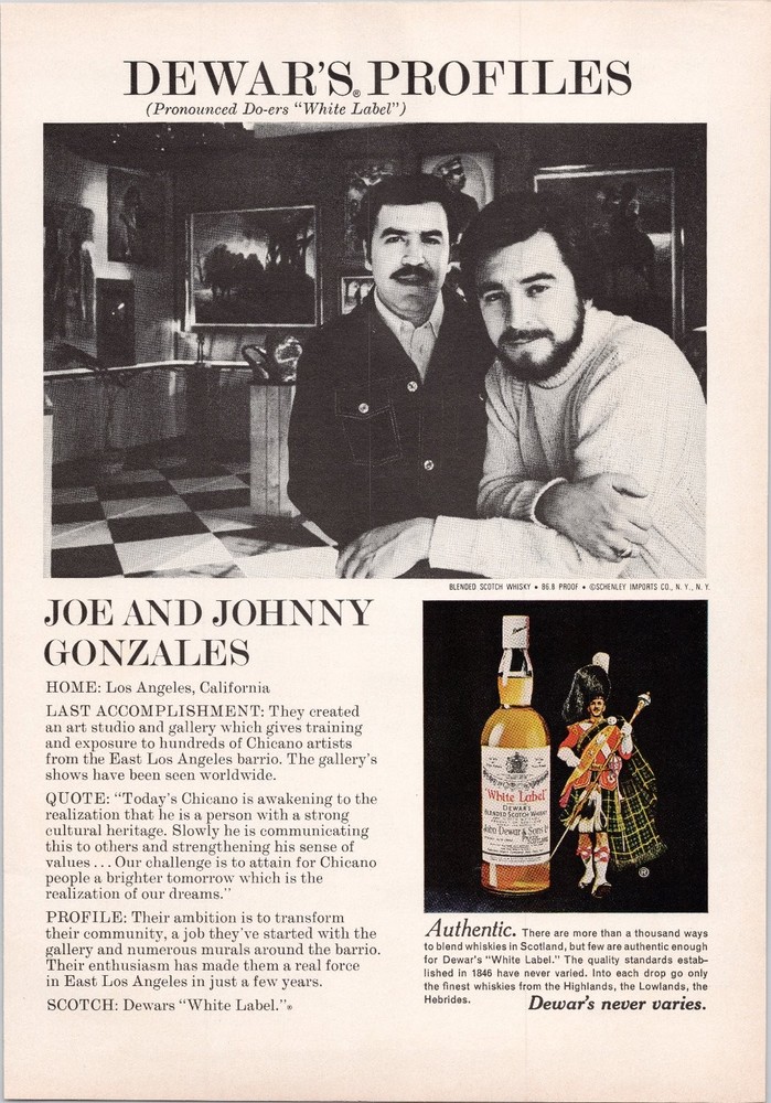 Dewar's White Label 1974 Vintage Print Ad Joe Johnny Gonzales Art Studio